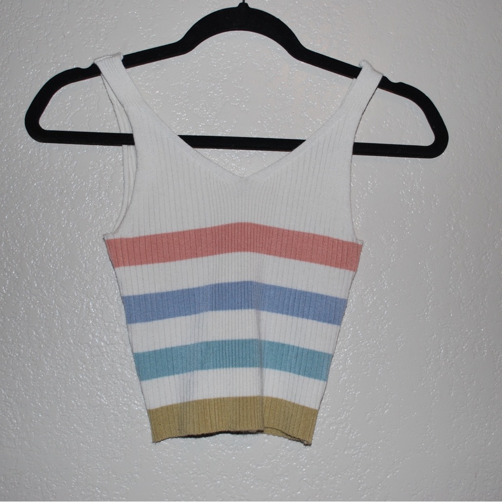 active usa striped cropped knit tank s
